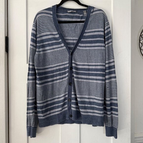 Michael Bastian Made in Italy Blue & White Stripped Light Cardigan Sz XL - Picture 1 of 5